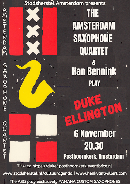 The Amsterdam Saxophone Quartet and Han Bennink play in Posthornkerk 6 November 2021, 20.30