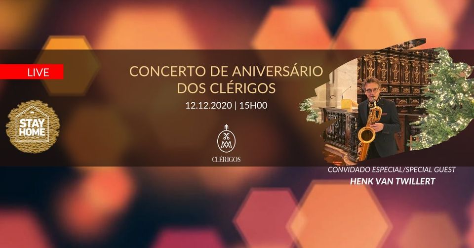 Henk van Twillert - Solo Baritone Saxofoon online live op 12 de Dezembro, 16h00m (GMT+1) ​Clérigos Kerk, Porto, Portugal