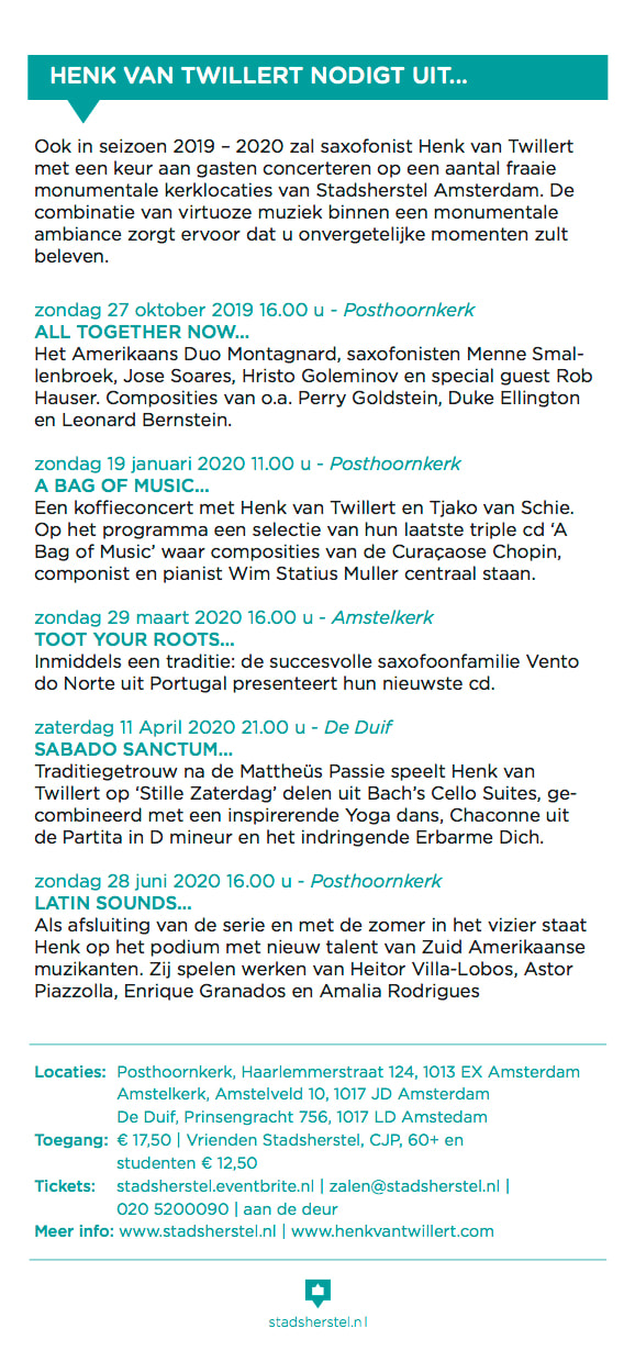   Concert serie Henk van Twillert invite... Rob Hauser, Tjako van Schie, Vento do Norte...